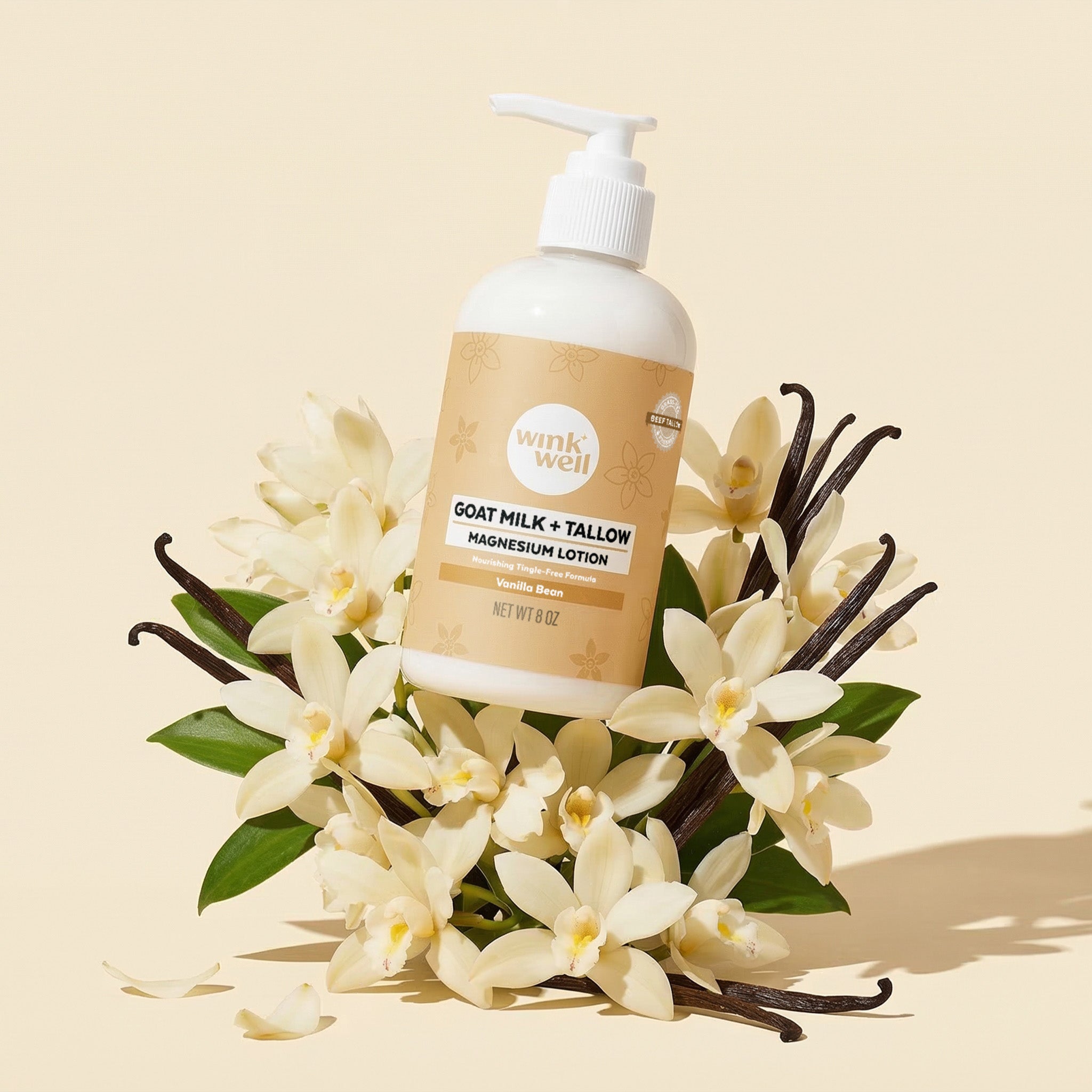 Goat Milk + Tallow Magnesium Lotion - Vanilla Bean | Tingle-Free Formula
