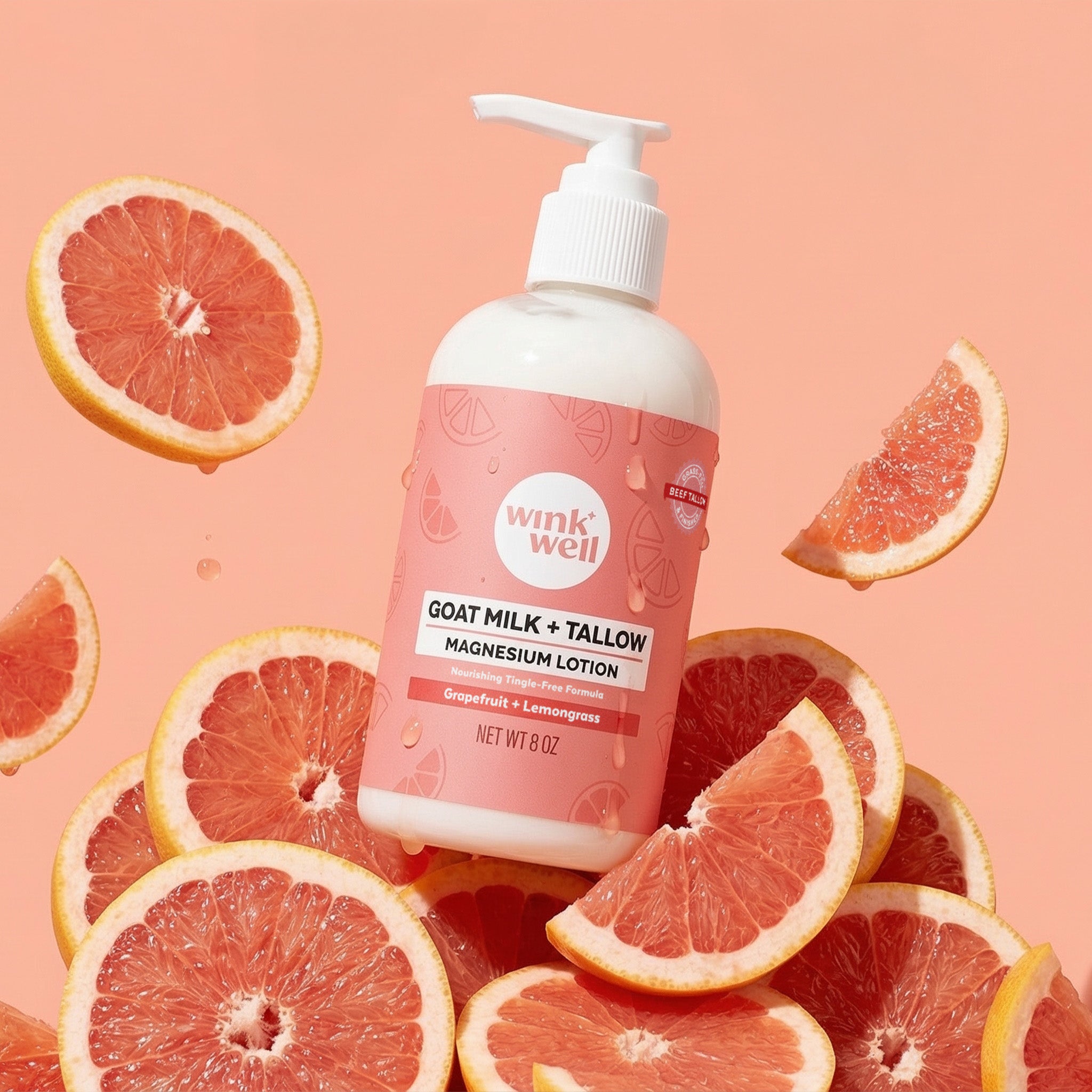 Goat Milk + Tallow Magnesium Lotion - Grapefruit + Lemongrass | Tingle-Free Formula